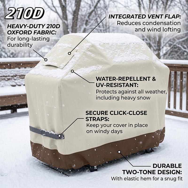 Outdoor Furniture Used - 210D BBQ Beige Grillabdeckung für Gasgrills