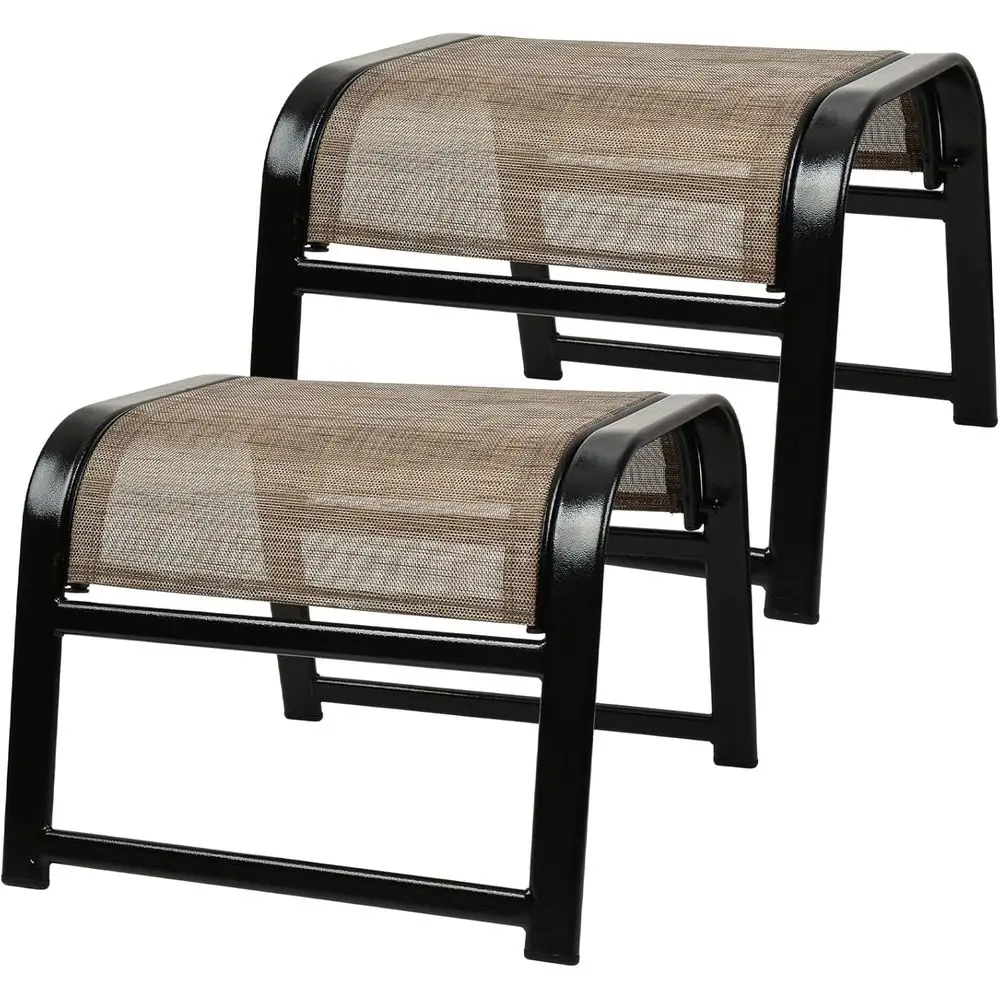 Outdoor Furniture Iron - Terrassen-Ottoman-Set, 2-teilige Gartenmöbel aus Eisengeflecht, atmungsaktiv