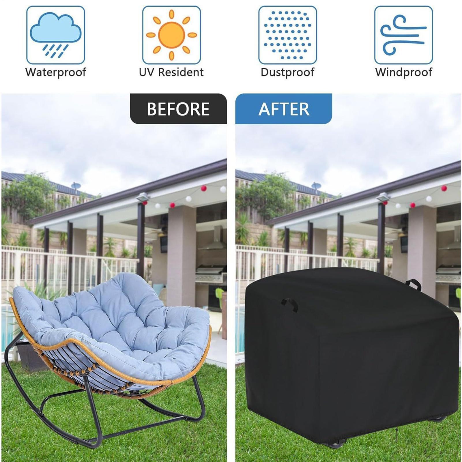 Rattan Lounge Set - Schaukelstuhl-Abdeckungen, wasserdichte Schutzhülle, sonnenfest, winddicht, Terrassenstuhl-Abdeckung
