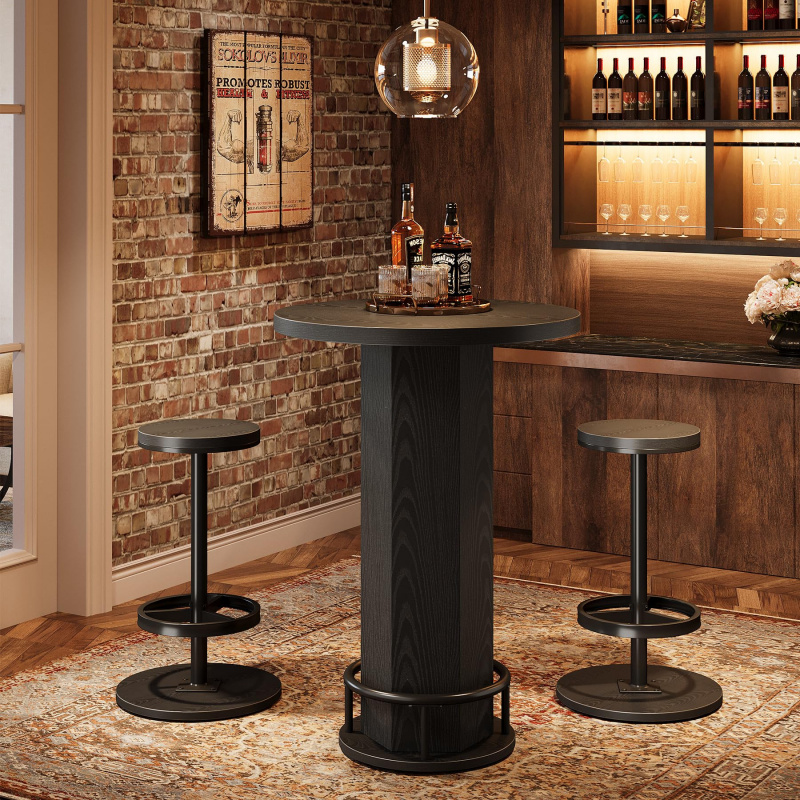 Bistro Table Set - custom.Tribesigns Runder Bartisch mit Stühlen, Industrielle