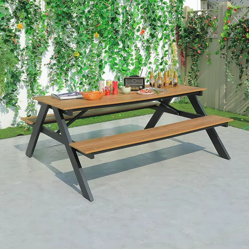 Outdoor Furniture Warehouse - Modernes Aluminium-Gartenmöbel-Set mit Essbank und Picknicktisch