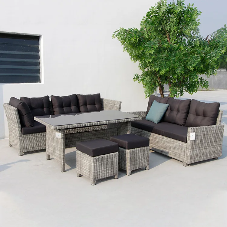 Rattan Lounge Set - Outdoor PE-Rattan Lounge-Sofa-Set Garten-Terrassenmöbel mit Konvektionssitz