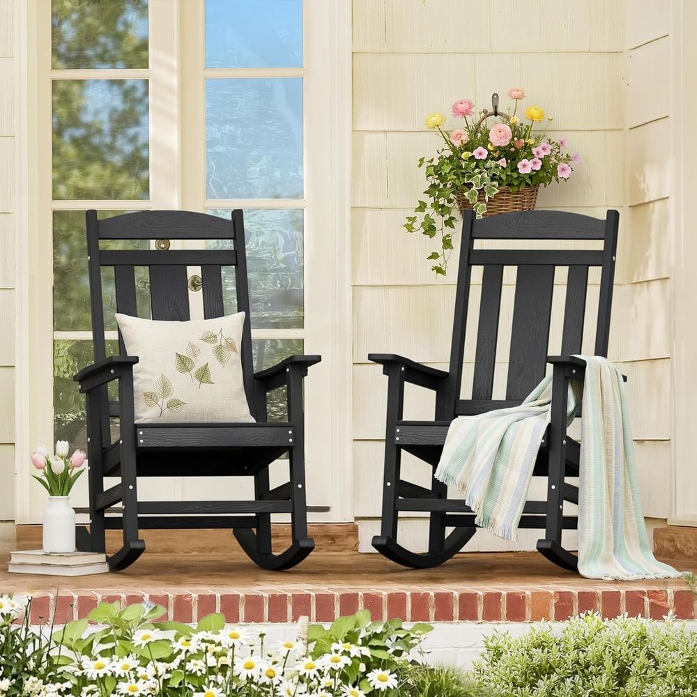 Outdoor Furniture Ofo - Outdoor-Schaukelstühle für 2 Personen, wetterbeständiger Poly-Kunststoff-Schaukelstuhl,