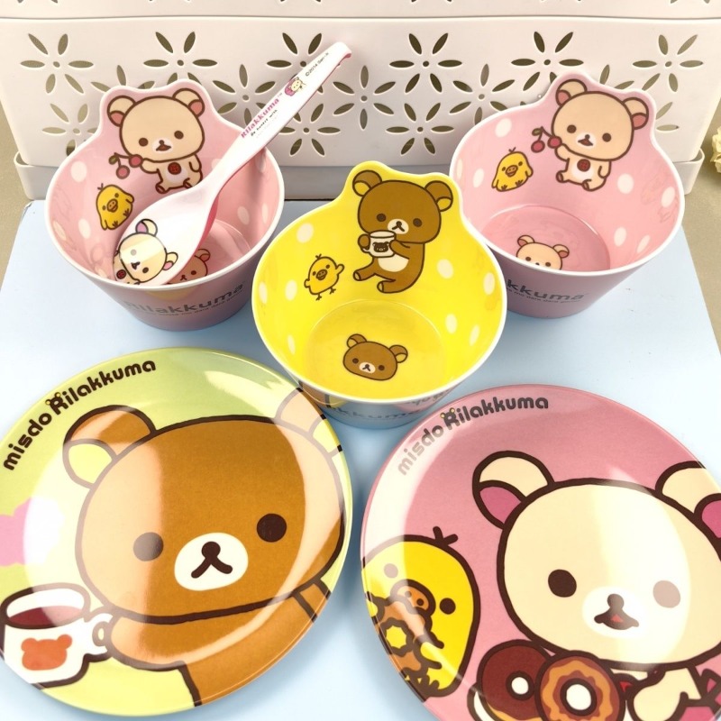 Bistro Table Set - Entzückendes Rilakkuma-Geschirrset, Liebliches Haushalts-Esszubehör, Süßes Freundschaftsgeschenk