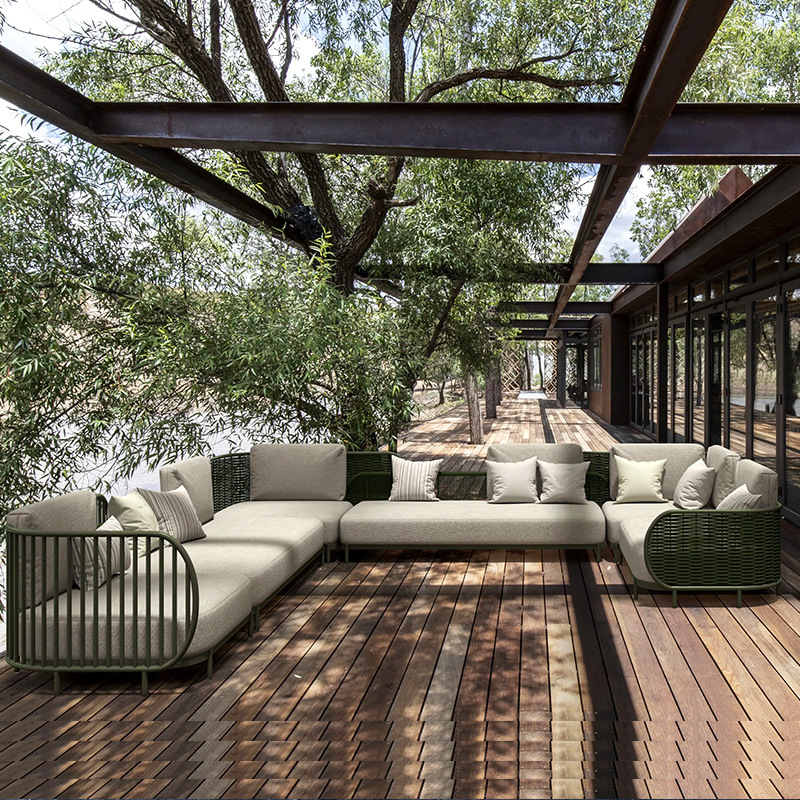 Rattan Lounge Set - # Luxuriöses Modernes 3-Sitzer Outdoor UV-Beständiges