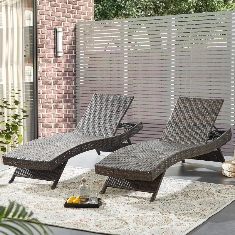 Langes Liegestuhl-Set für den  – Rattan Lounge Set Bewertung und Preis