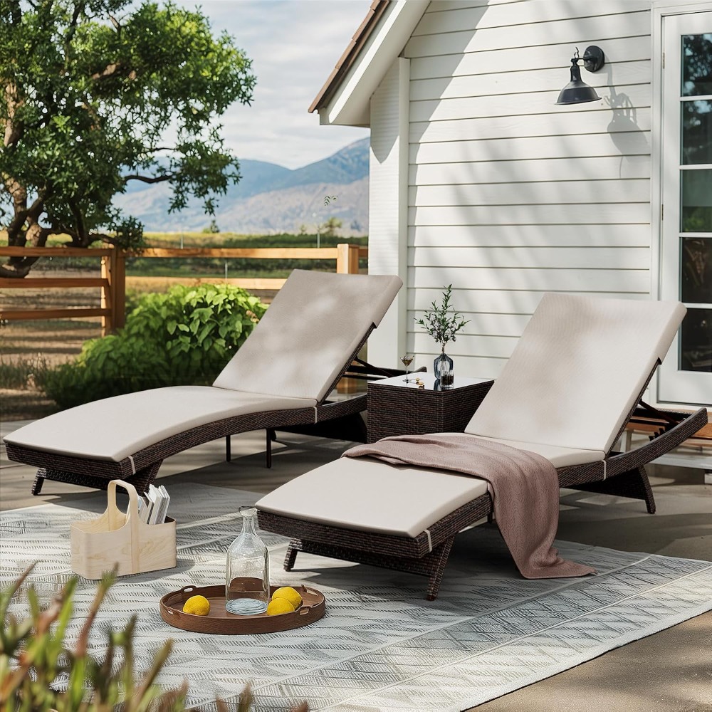 Terrassen-Liegestuhl-Set 3-tei – Rattan Lounge Set Bewertung und Preis