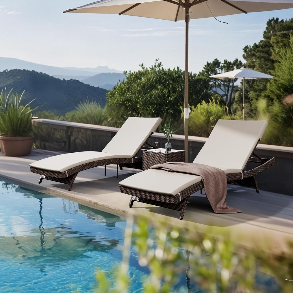 Terrassen-Liegestuhl-Set 3-tei – Rattan Lounge Set Bewertung und Preis