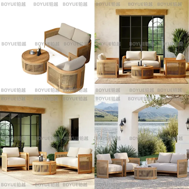 Outdoor Teakholz-Sofagarnitur  – Rattan Lounge Set Bewertung und Preis