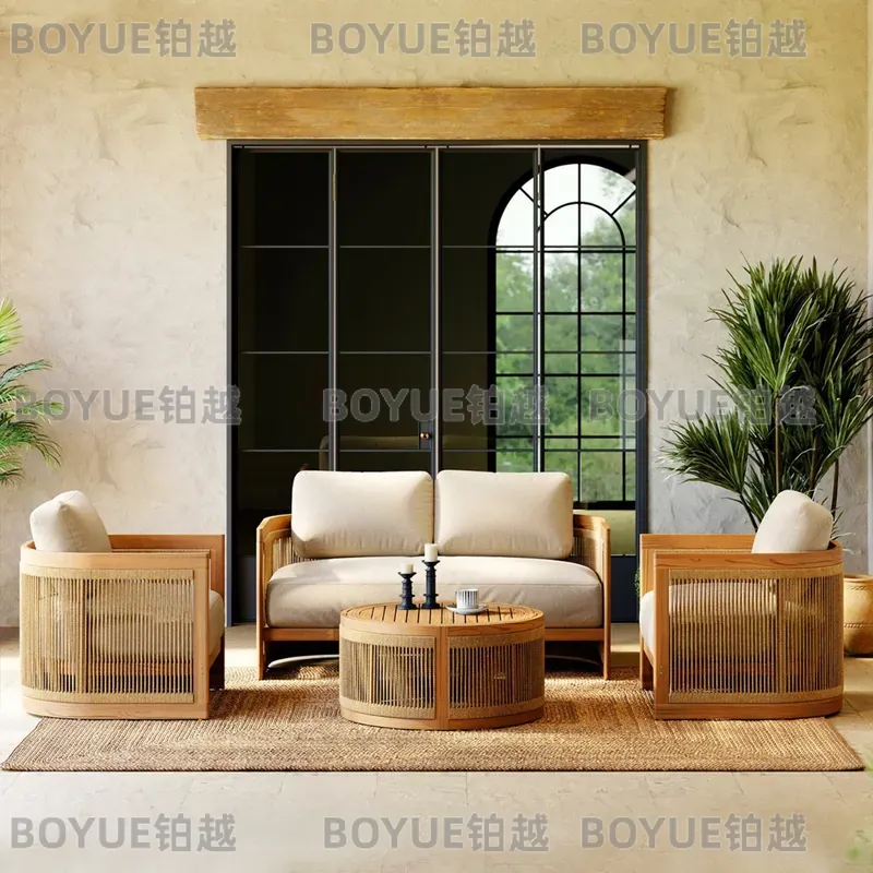Outdoor Teakholz-Sofagarnitur  – Rattan Lounge Set Bewertung und Preis