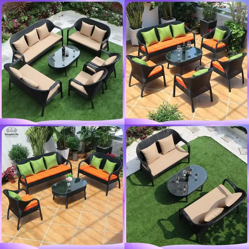 Outdoor-Rattan-Sofa-Set für Te – Rattan Lounge Set Bewertung und Preis
