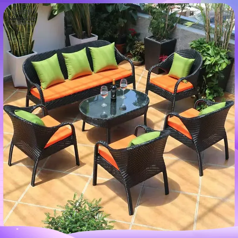 Outdoor-Rattan-Sofa-Set für Te – Rattan Lounge Set Bewertung und Preis