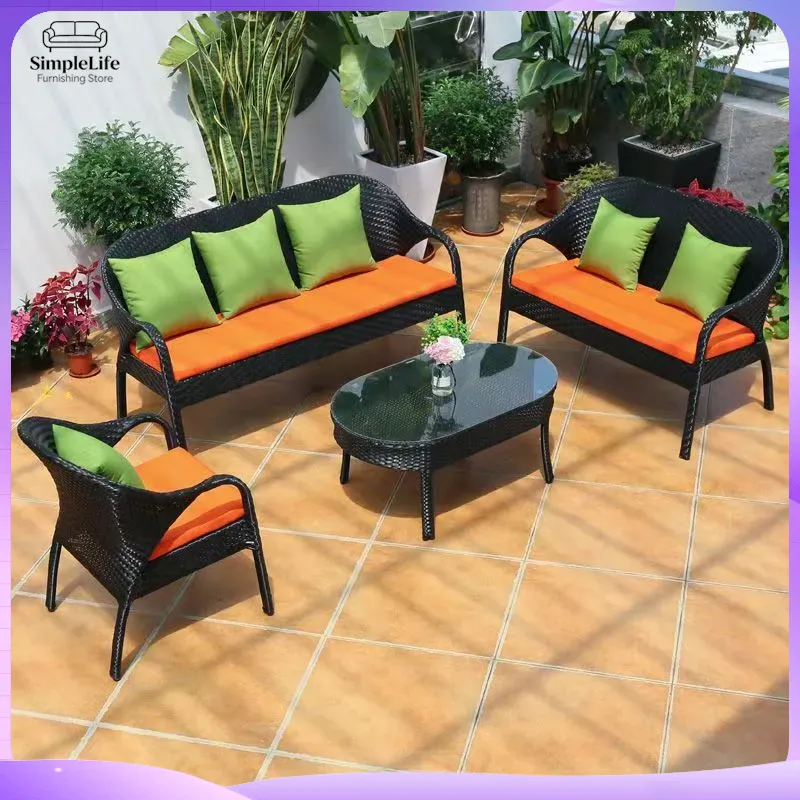 Outdoor-Rattan-Sofa-Set für Te – Rattan Lounge Set Bewertung und Preis