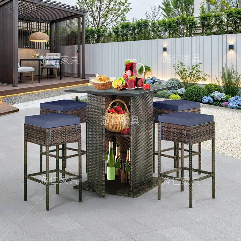Rattan-Bartisch- und Stuhl-Set – Rattan Lounge Set Bewertung und Preis