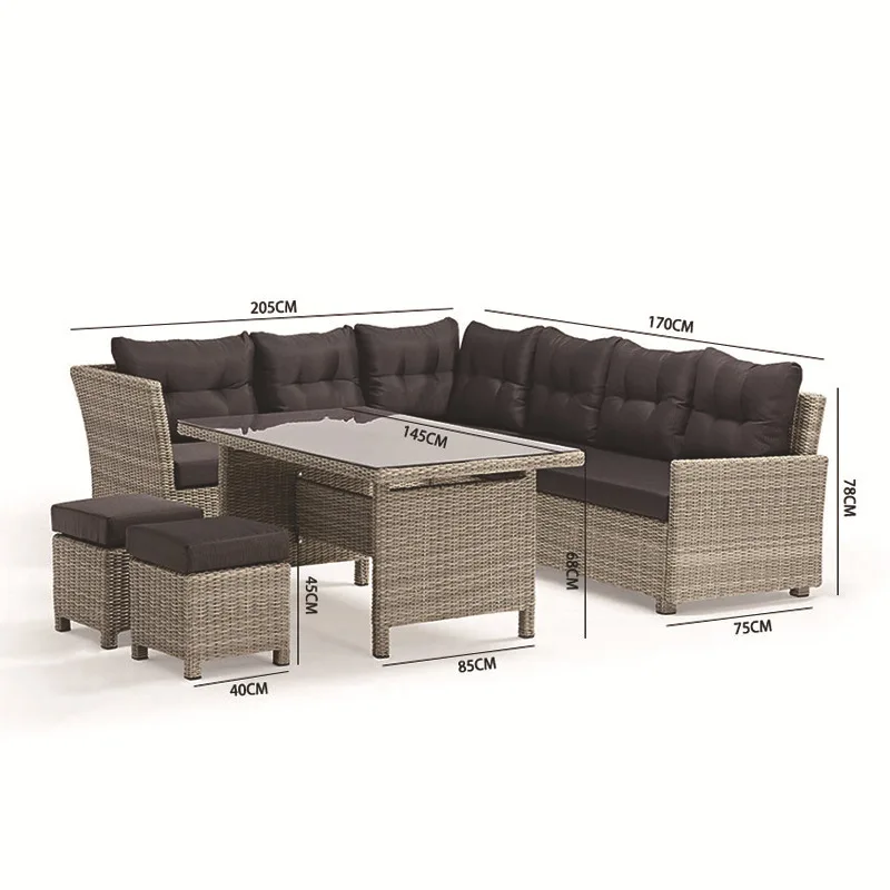 Outdoor PE-Rattan Lounge-Sofa- – Rattan Lounge Set Bewertung und Preis