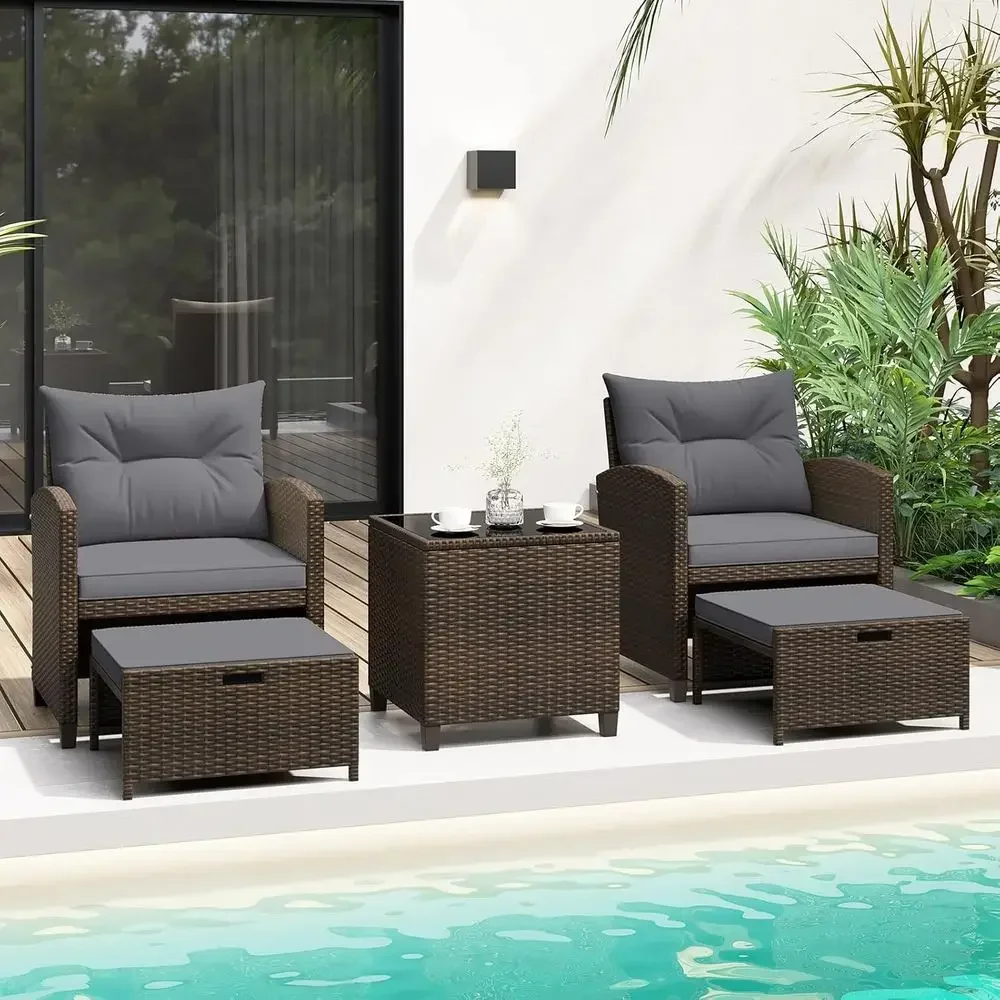 5-teiliges Terrassenmöbel-Set  – Rattan Lounge Set Bewertung und Preis