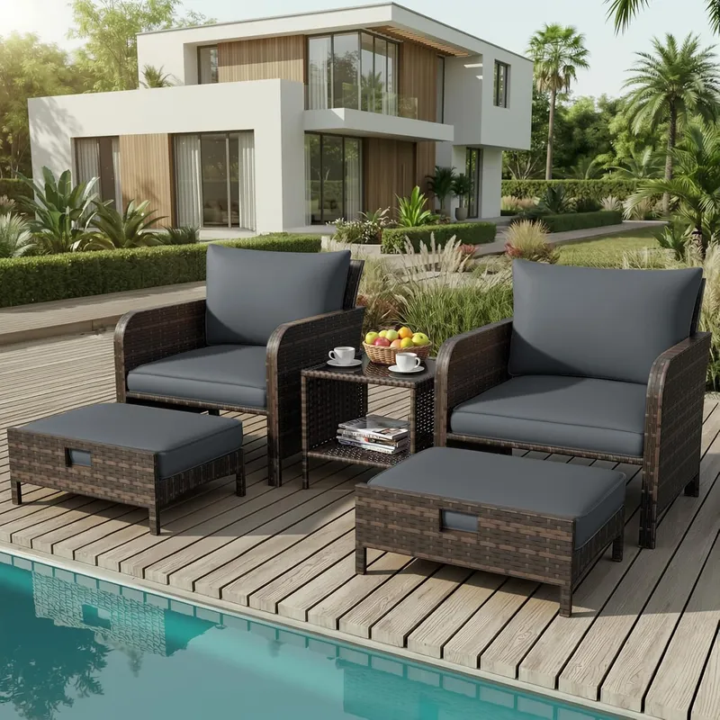 Gartenmöbel-Set, 5-teilig, Bal – Rattan Lounge Set Bewertung und Preis